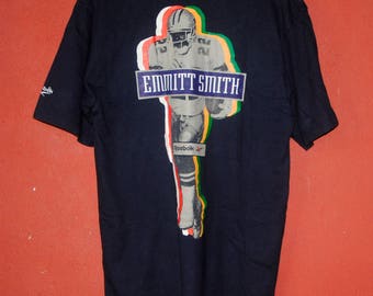 Vintage REEBOK Emmitt Smith T shirt size Medium / 1990s American football NFL Super Bowl Dallas Cowboys Hip hop Streetwear tee