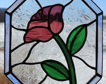 Stained glass purple flower suncatcher