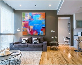 Abstract Painting, Colorful Painting Art, Contemporary Art, Palette knife, Art painting, Abstract print, Colorful Collectible Painting, Art