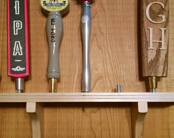 Beer tap handle wooden display shelf