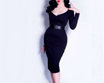 IN-STOCK - Black Marilyn Dress - La Femme en Noir