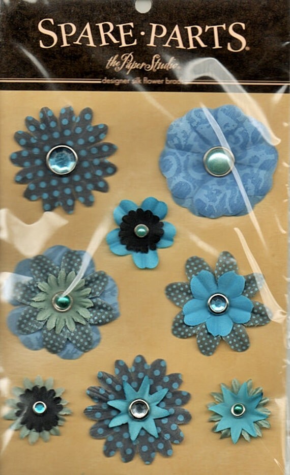 Flower Brads Gems Paper Studio Spare Parts Scrapbook