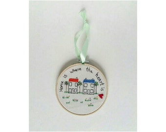 Home Is Where The Heart Is Hoop Art | Hand Embroidered | New Home | House Warming | Embroidered Text | Wall Hanging | Home Decor | Gift |