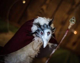 Shaman Crow Soft toy creature art doll soft plush toy fantasy creature sculpture art cute toy pose art doll spirit