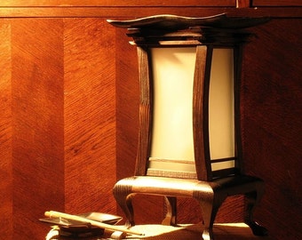 Handmade Himalayan Salt Table Lamp, Original Wooden Lamp, Asian Style Lamp
