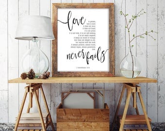 Love Is Patient Print | 1 Corinthians 13 | Christian Gift Printable | Printable Farmhouse Decor | Love Is Patient Love Is Kind | Anniversary
