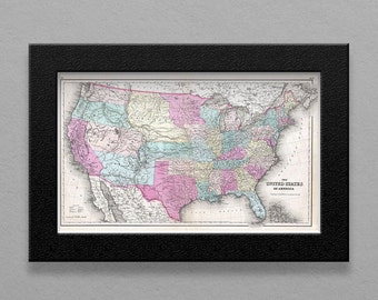 Instant Map Download - Antique UNITED STATES 1857 MAP - J.H. Colton - 300 dpi - U.S. Map with States U.S. America