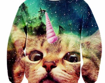 Funny Cat Sweatshirt / Space Cat Sweatshirt / Unicorn Sweatshirt / Space Sweatshirt / Unicorn cat / Size S M L XL / FREE Worldwide Shipping