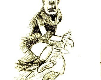 Digital African Dancer w/Mask
