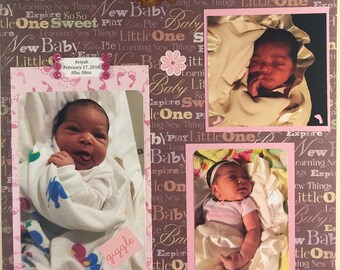 Baby girl 12 x 12 Premade Scrapbook Page F01