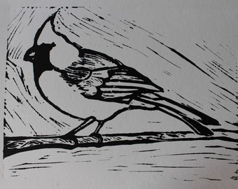 Cardinal Linoleum Block Print
