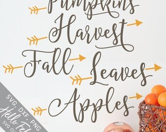 Fall Svg, Pumpkins Svg, Harvest Svg, Leaves Svg, Apples Svg, Dxf, Jpg, Svg files for Cricut, Svg files for Silhouette, Vector Art, Clip Art
