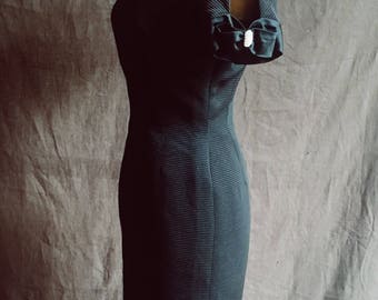 1960s Evening Fitted Little Black Dress Embellished With Diamontes
