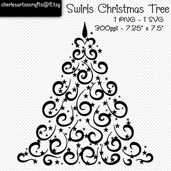 Download Swirls Christmas Tree SVG and PNG Digital Files Christmas