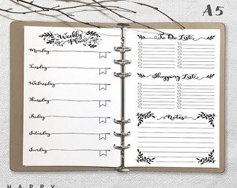 printable weekly planner a5 weekly planner printable