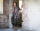 silk scarf, luxury silk wrap, unique scarf, silk and felt scarf, irish designer, gift for woman, fashion scarf, unique handmade scarf