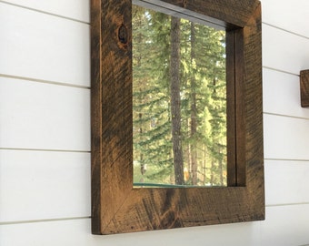 Rustic Mirror, 16x16 Rustic Mirror, Square Mirror, Rustic Wood Mirror