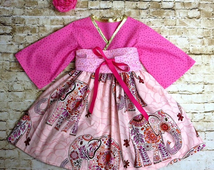 Little Pink Girls Easter Dresses - Toddler Girl Clothes - Birthday Dress - Boutique Kids Clothes - Kimono Dress - 12 mo to 14 Years