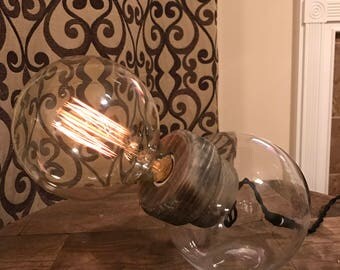 Desk Lamp, Edison Bulb Lamp, Industrial Lamp, Steampunk Lamp, Wood Lamp, Gifts for men, Rustic Lamp, Found Object