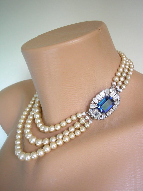 pearl and sapphire necklace