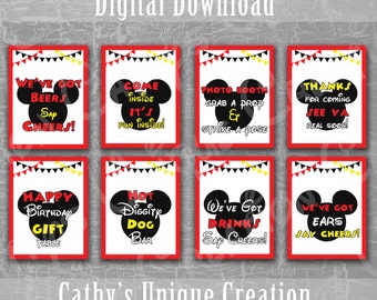 Mickey Mouse Clubhouse Birthday Party Sign Set, Mickey Mouse Wall Signs, Mickey Theme, Printable Sign, Printable Decor, Instant Download