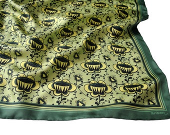 Buttercup Silk Scarf / Yellow Silk Scarf / Green Silk Scarf / Floral Silk Scarf / Silk Scarf