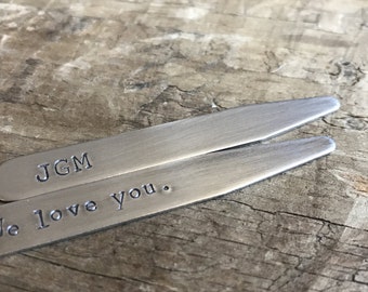 Mens Shirt Studs Personalized Collar Stays for Dad Fathers Gift Wrapped Men's Collar Stays Set I love you Daddy