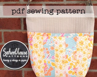 Quilted Shoulder Bag - PDF sewing pattern - A quilt as you go purse with patchwork - INSTANT DOWNLOAD