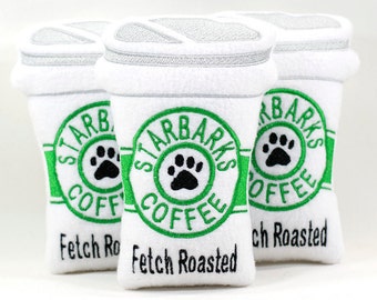 Starbarks Coffee Dog Toy, Coffee Cup Toy For Dogs, Fleece Dog Toy, Coffee Lover Gift, Embroidered Dog Toy