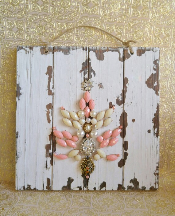 costume jewelry christmas tree on rustic white shabby chic costume jewelry christmas tree on rustic white shabby chic