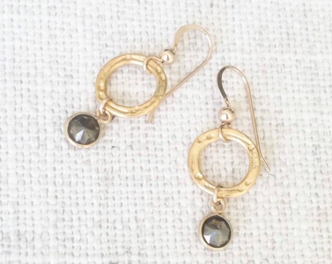 Pyrite Earrings, Pyrite Circle Earrings, Gold Pyrite Earrings, Gold Pyrite Circle Earrings, Gold Pyrite, Gold Earrings, Gold Circle Earrings