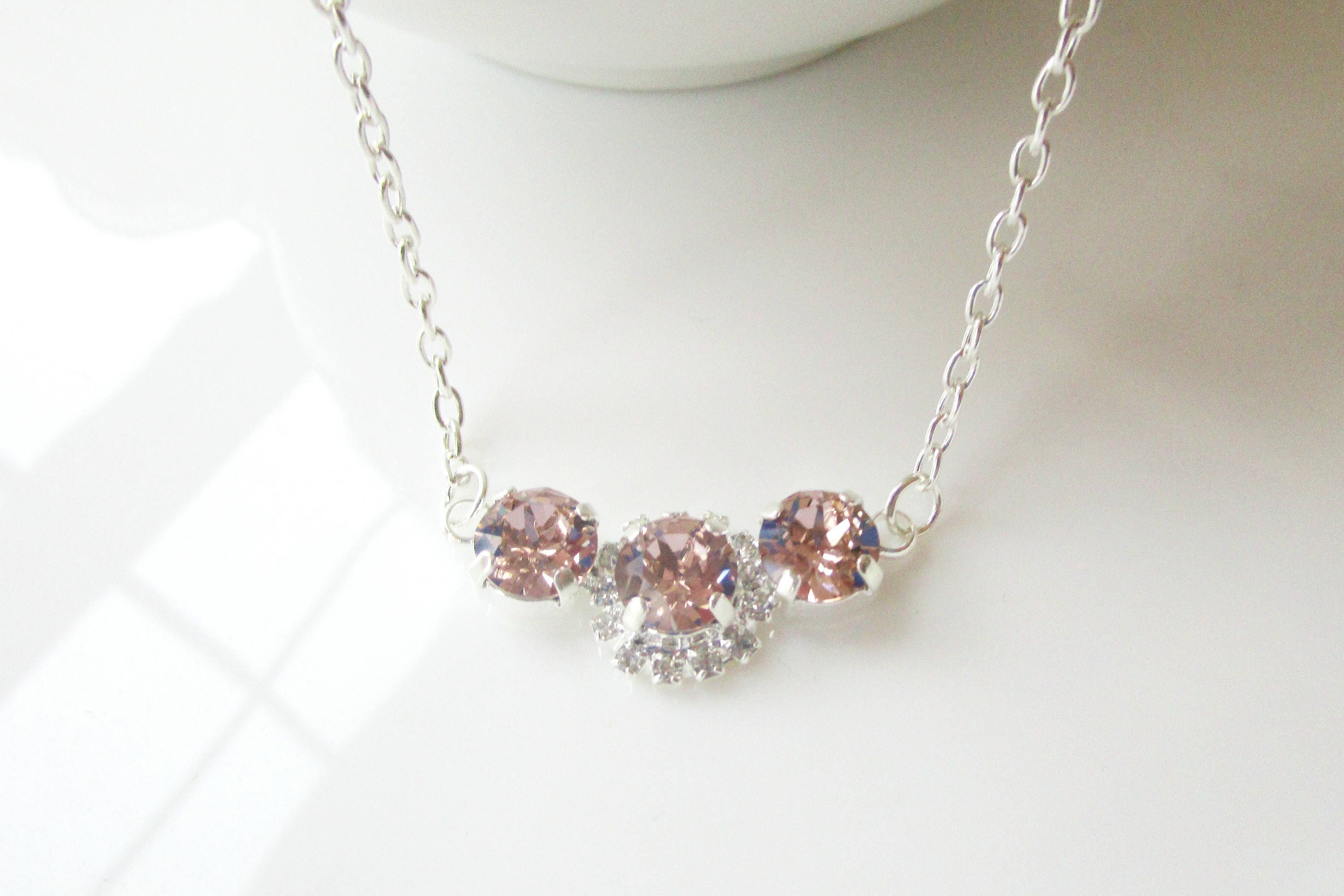 Bridal Necklace Bridesmaid Necklace Blush Necklace Blush