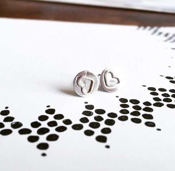 Items similar to Sweetheart Stud Earrings, Valentine Stud Earrings