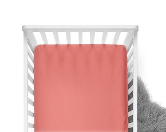 Fitted Crib Sheet - Melon - Solid Crib Sheet - Flat Crib Sheet - Crib Sheet - Toddler Sheet - Baby Sheet -Solid Coral Fitted Sheet-Bedding