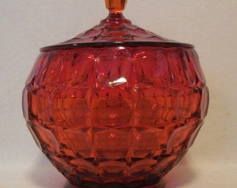 Tiara Sunset Red Constellation Cookie Jar with Lid, Orange/Red, Block Panel Design