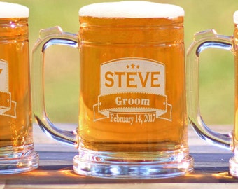 Groomsmen Custom Engraved Beer Mugs 16oz Mug Groomsmen Gift Best Man Mug Groomsman Mug - ANY QUANTITY