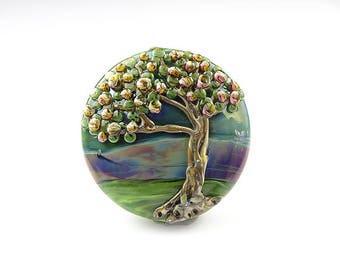 Large Lampwork Glass Blossom Tree Focal Bead