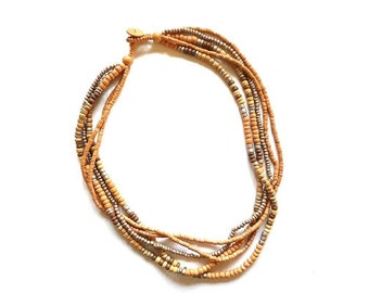 African Necklace/ Wooden Multi-Strand Necklace/ Tribal Necklace / Vintage Necklace/ Boho Necklace/ Metallic Necklace/ Beaded Necklace