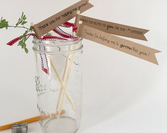 Thank you for helping me grow, Thanks for helping me Grow, Grow With Love Plant Tag, Teacher Appreciation Gift, Teacher Gift, Flower pot tag