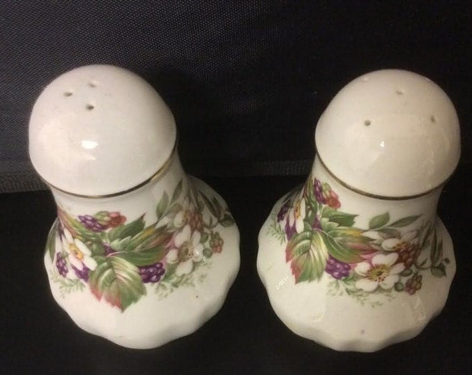 Queens China, Vintage Shakers, Salt and Pepper, Fine Bone China, Blackberry Design, Kitchen Shakers, England