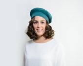 Boina en color turquesa, boina de estilo francés, sombrero de invierno, regalo de navidad hecho a mano, black friday