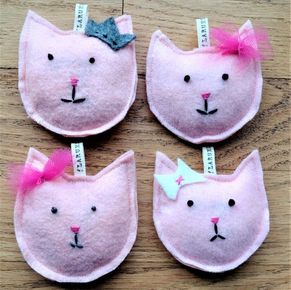 Pink Cat Ornament Handmade Felt Cat Ornament Felt Kitty