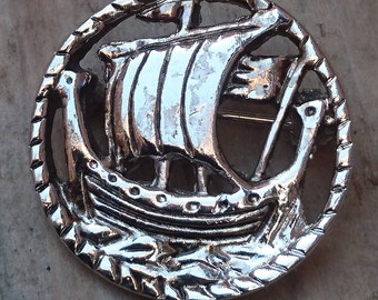 Vintage viking ship brooch