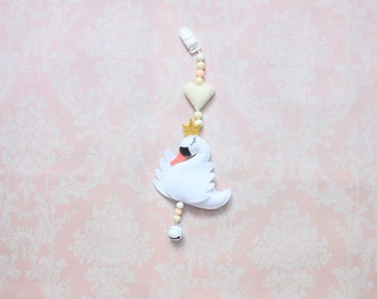 Swan stroller toy stroller mobile baby girl mobile swan nursery swan ornaments car seat toy newborn gift idea felt crib mobile pram toy