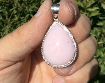 Peruvian Pink Opal 925 Sterling Silver Pendant