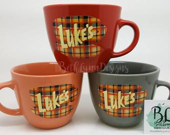 Luke's Diner Inspired Big Mug | Ivy League PLAID Collection | Stoneware Mug | Professional Layered Vinyl Decal | Gilmore Girls Inspired