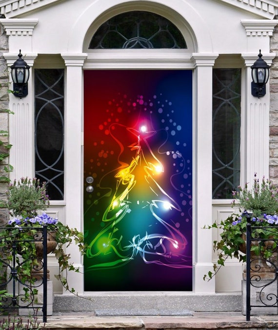 Items similar to Front Door Cover Christmas Decor 3D Banner Tree Vinyl