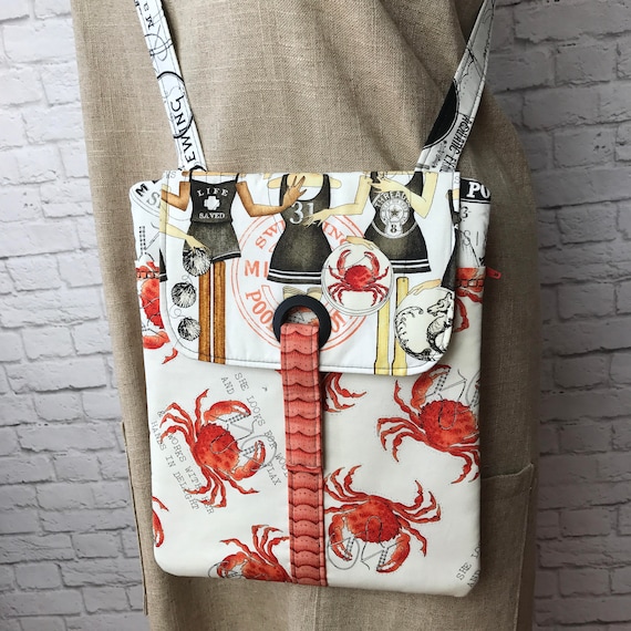 Tablet Bag Crabs Shoulder Bag Nautical Bag Crab Bag Beach