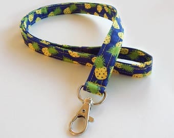 Pineapple Lanyard / Fruit / Pine Apple Keychain / Pineapples / Key Lanyard / ID Badge Holder / Cute Lanyards / Food Lanyard / Tropical