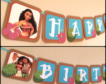 Moana Birthday Banner - Moana Banner - Moana Birthday sign - Birthday Banner - Handmade Banner - Moana Name Banner - Moana party supply